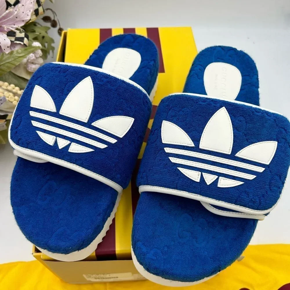 Men’s Gucci, X Adidas, limited edition slides size 9, made in Italy - Picture 6 of 9
